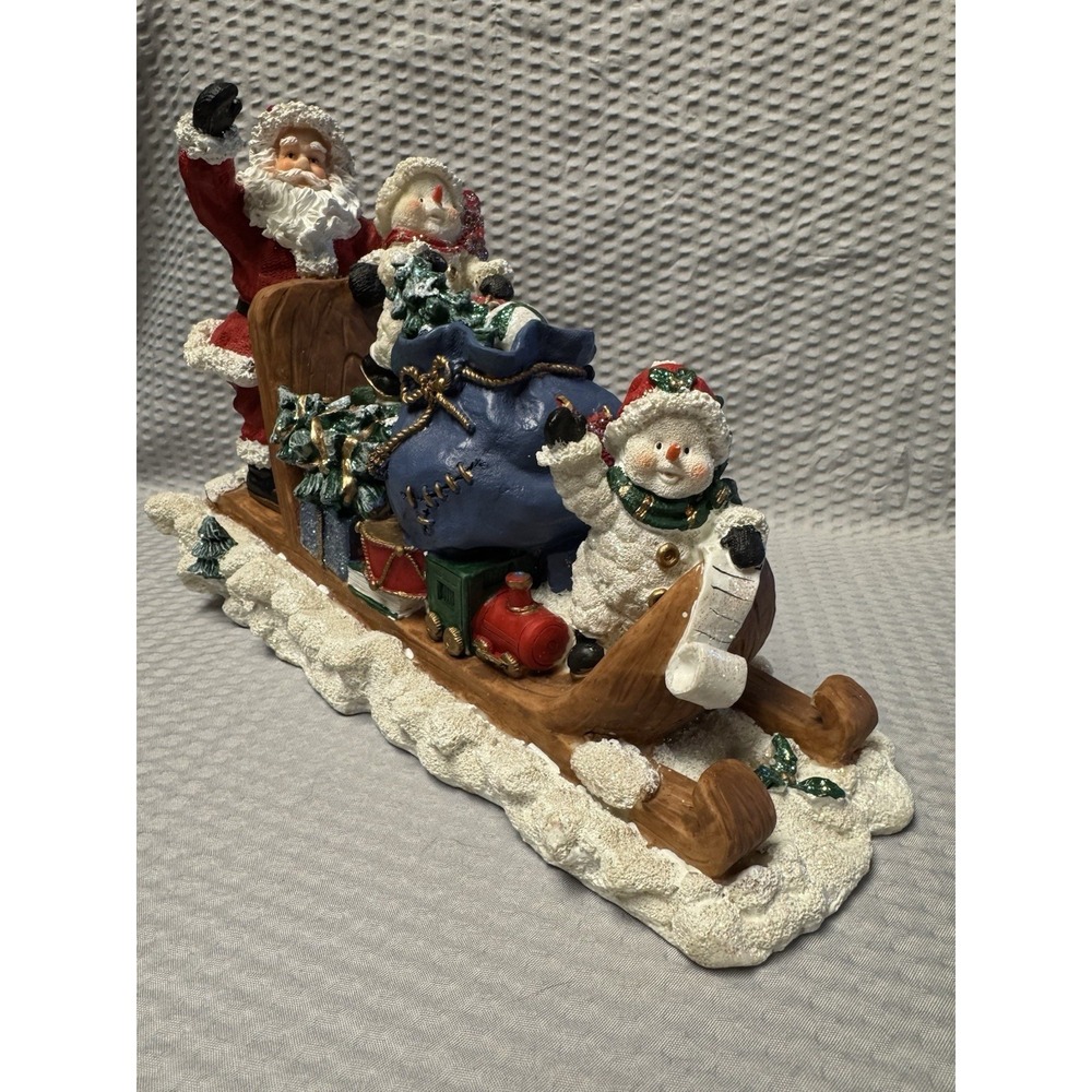 Vintage Santas Collection #99990 Santa and 2 Snowmen on a‎ Sleigh Resin EUC